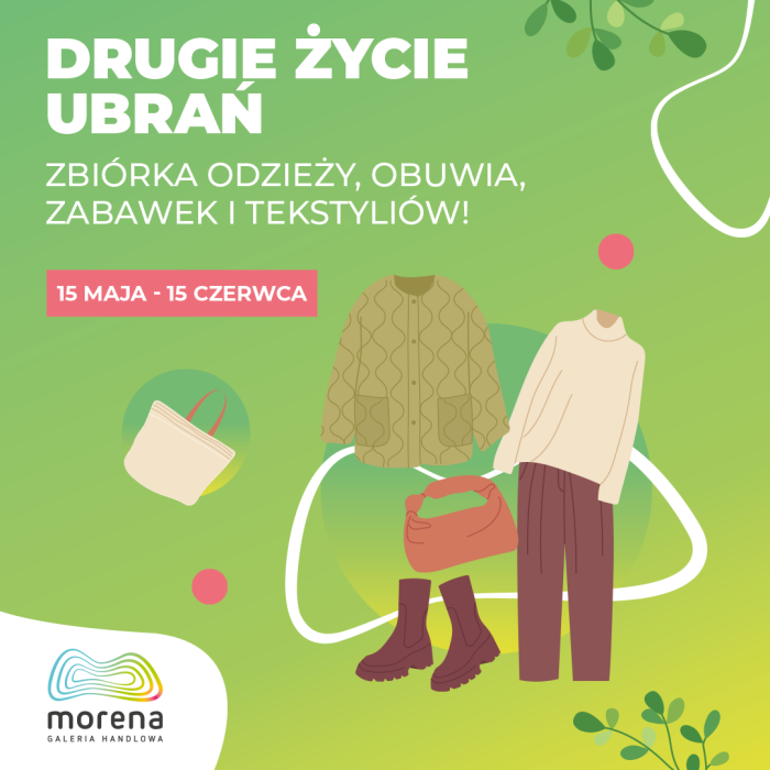 Baner w zielonym kolorze drugie życie ubrań z grafiką ubrań