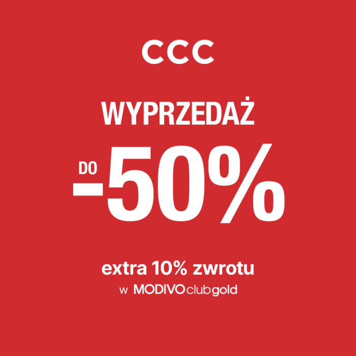 Baner promocyjny wyprzedaż w CCC w czerwonym kolorze
