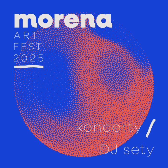 Baner informacyjny w niebieskim kolorze Morena Art Fest 2025
