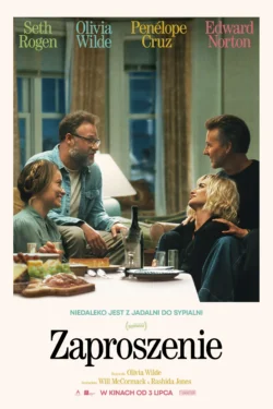 Plakat do filmu Zaproszenie z aktorami przy stole i kolacji w salonie